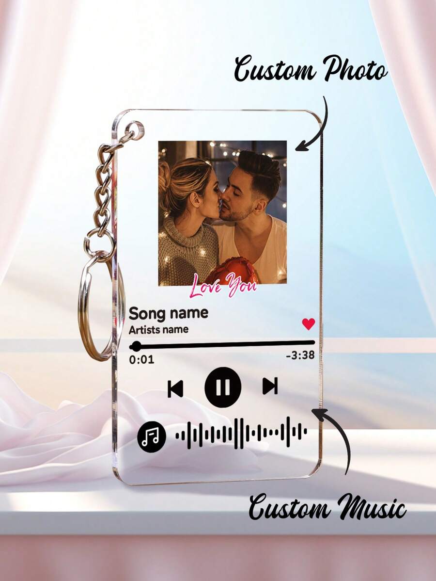 Custom Photo Keychain, Personalised Engraved Music Code Keychain, Personalised Music Code Keyring/Plaque/Night Light Engraved Gift