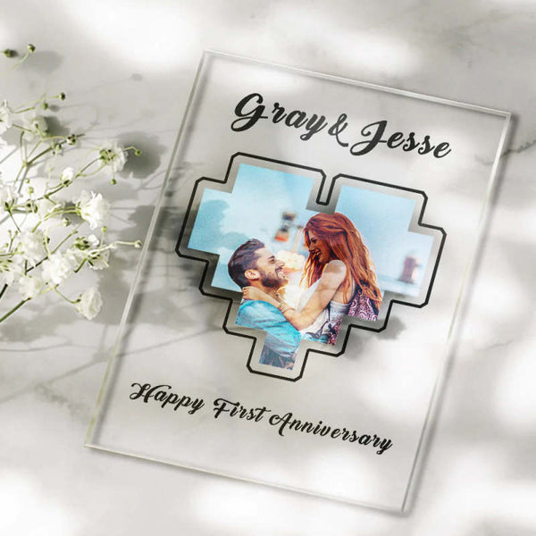 1pc Custom Couple Photo Gift, Custom Couple Picture Plaque, Personalized Acrylic Plaque, Custom Photo Plaque