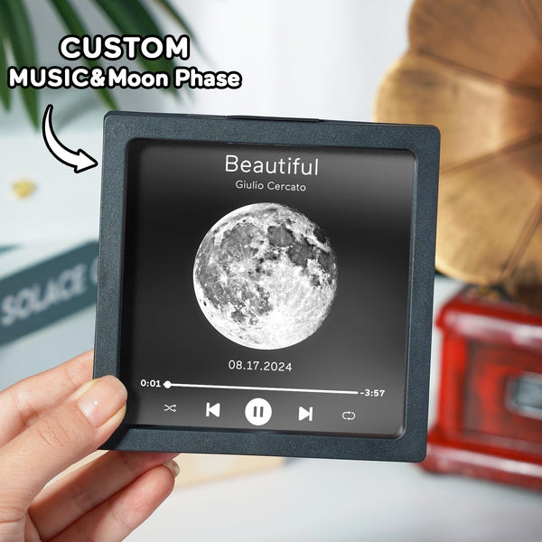 Personalized Moon Phase Music Fridge Magnet Customized Album Fridge Magnet Can Play Songs and Adjust Volume