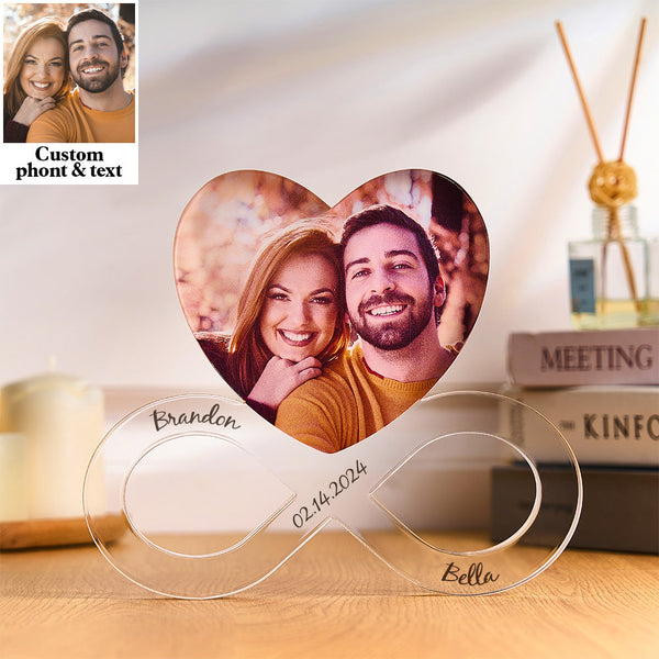 Custom Photo Infinity Heart Acrylic Decoration Personalized Photo Gift for Couple Anniversary Gift