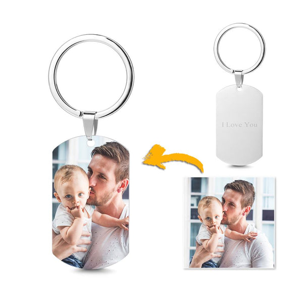 Photo Tag Key Chain With Engraving Stainless Steel