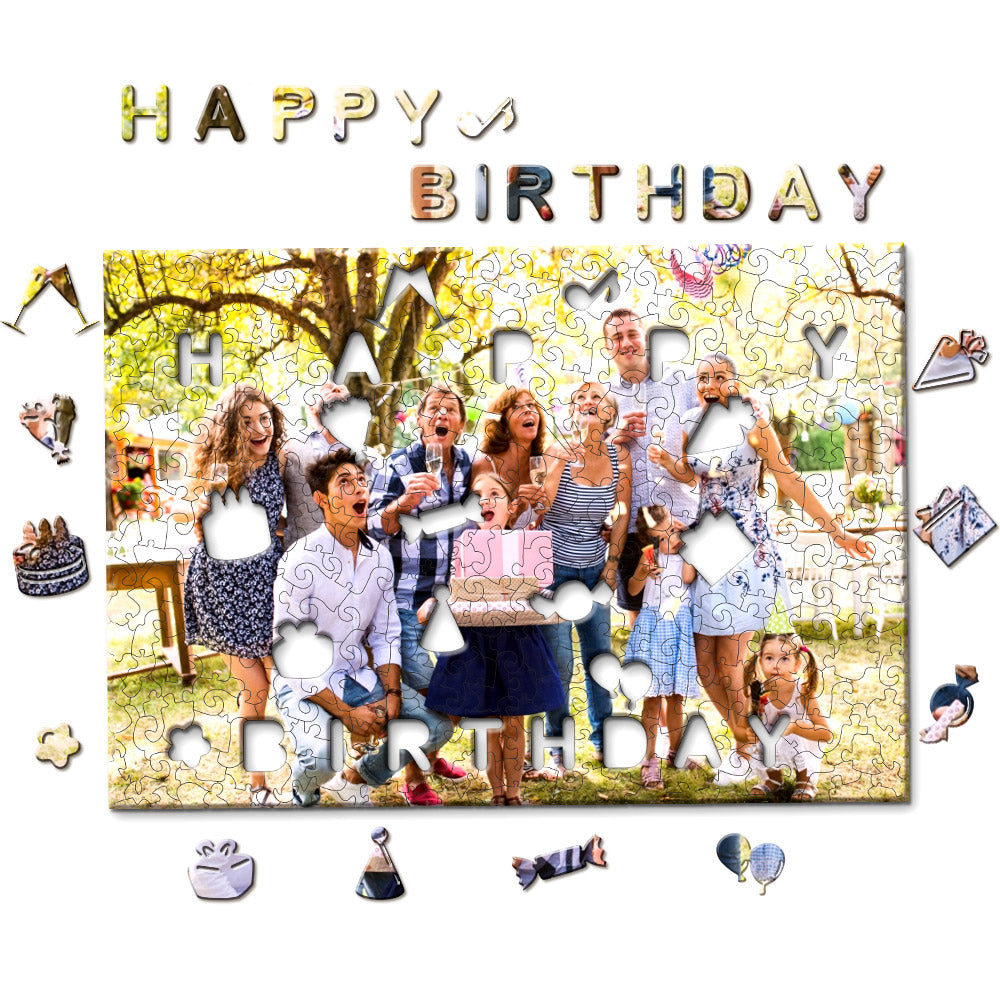 Custom Photo Jigsaw Puzzle Personalised Happy Birthday Wood Puzzle for Birthday Gift