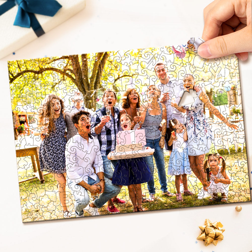 Custom Photo Jigsaw Puzzle Personalised Happy Birthday Wood Puzzle for Birthday Gift