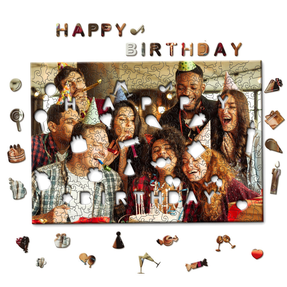 Custom Photo Jigsaw Puzzle Personalised Happy Birthday Wood Puzzle for Birthday Gift